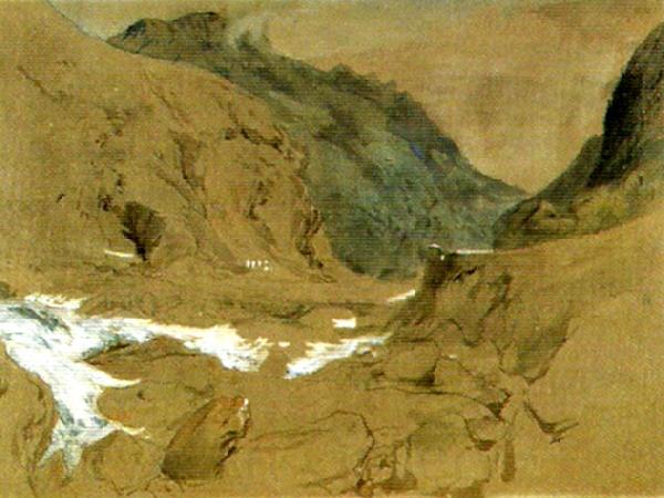 John Ruskin the pass of faido on the st gotthard Norge oil painting art